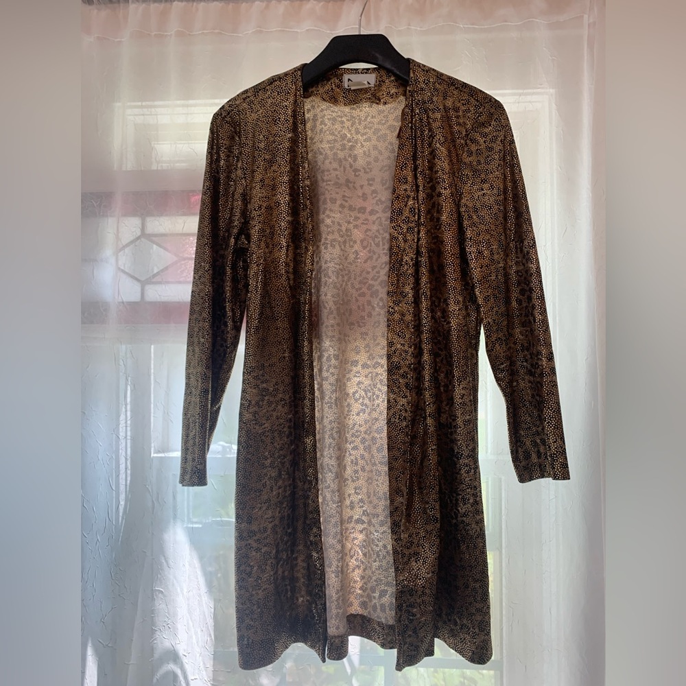 Vintage metallic leopard print cardigan